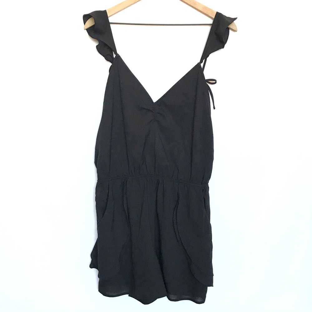 6 Shore Road Backless Tulip Romper Pockets Black Size Large